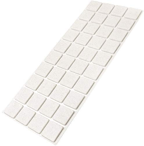 Adsamm® / 40 x deslizantes de Fieltro autoadhesivos/Blanco / 25x25 mm/Cuadrado/Deslizantes de Fieltro para Muebles de 3,5 mm de Grosor/Deslizantes para Muebles y Suelos