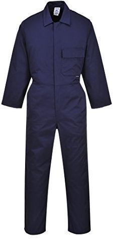 Portwest 2802 Men's Standard Work Coveralls Durable Polycotton Protective Work Overalls Concealed Stud Workwear Multi Pocket Elastic Waist Boiler Suit for Mechanics Warehouse Garages DIY, Navy, S