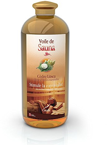 Camylle - Voile de Sauna Cèdre Litsea - Fragrances à base d’Huiles Essentielles 100% Pures et Naturelles pour Sauna - Stimule la convivialité aux arômes boisés et fruités - 1000ml