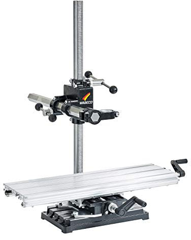 WABECO Bohrständer Fräsständer BF1243 mit 2-Achsen Koordinatentisch K600, 2 Zustellachsen vertikal/horizontal Säule 750 Ausleger 500 mm Made in Germany