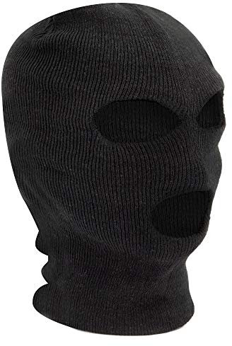 TRIXES Schwarze Sturmhaube - SAS Style 3-Loch-Maske - Halswärmer - Skimaske - Paintball - Angeln - Airsoft - Weiches Material - Perfekter Windstopper