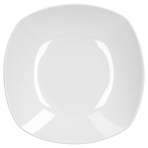 van Well Lilli Suppenteller Porzellan Weiß 500ml, 220 x 220mm – tiefer Teller mit klassischem, glänzendem Design - quadratische Form – Menüteller für Restaurants, Hotels oder zu Hause