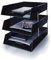 5 Star Black A4 Plastic Letter File Trays, Including Risers. (4 Trays/3 Riser Sets)