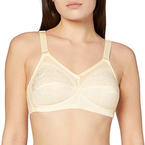 Sassa Damen Schalen BH, Soft-BH Jacquard Einfarbig, Gr. 95D (Herstellergröße:95D), Elfenbein (Champagner 00300)