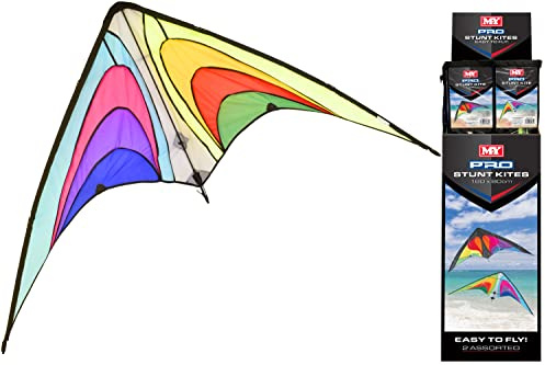 KandyToys M.Y Rainbow Stunt Kite | 160cm x 80xm Nylon Stunt Kite