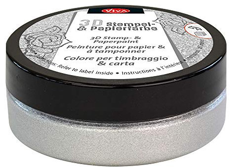 Viva Decor®️ 3D Stempel- & Papier-Farbe (Silber, 50ml) Stempelfarbe für Papier, Karton, Stempelkissen - Bastelfarbe für Hochzeit, Scrapbook, Kinder UVM.