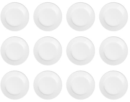 Olympia Hotelware Wide Rimmed Plates - Porcelain Whiteware - 203 mm - 12 pc