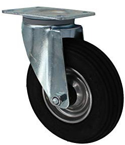 STRICKER-ROLLEN 200 mm Luftbereifte Lenkrolle, Tragfähigkeit 75 kg, Gesamthöhe 235 mm, Plattengröße 135x110 mm, Schraublochentfernung 105x80 mm, 1 Stück, Stahl, Galvanisierung, Drehgelenk