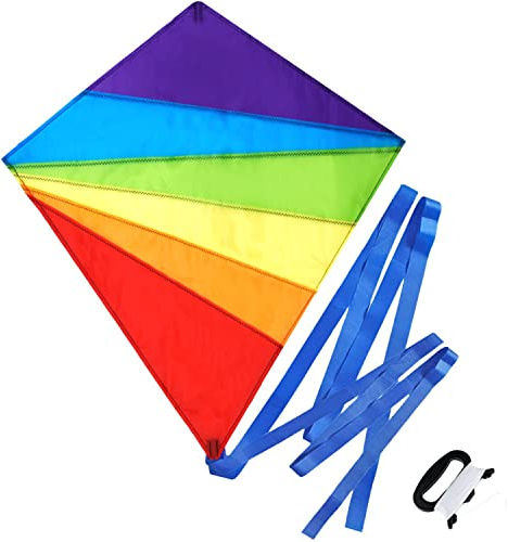 Cometa de Diamantes para niños y Adultos - Colores Brillantes del Arco Iris - Ideal para Principiantes - Muy fácil de Volar