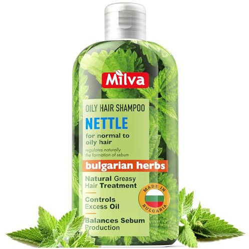 Milva Brennnessel Shampoo für fettiges Haar - 200ml Anti-Fett Haarshampoo gegen Schuppen & fettige Kopfhaut, Tiefenreinigung & Volumen, natürlich mit Brennnessel-Extrakt, ohne Silikone & Parabene
