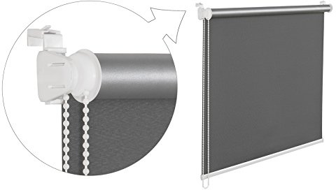 KS Handel 24 Store enrouleur occultant gris foncé 50 x 200 cm avec revêtement thermique, 100 % occultant, avec support de cordon