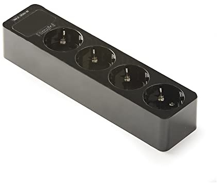 FAMATEL – Regleta de 4 tomas | Sin Cable | Hasta 3680W | 16A | 250V | Protección Infantil | Orientación tomas a 45o | Evita consumos fantasma | Negro