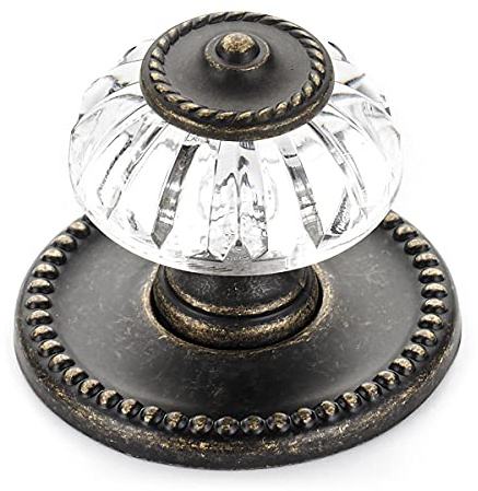 Richelieu Crystal Cabinet Knob, 1-5/16 Inch, Montreuil Collection, BP16063244BB, Burnished Brass