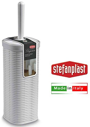 Stefanplast Scopino Scopettino da Bagno Colore Bianco Modello Elegance Effetto Vimini