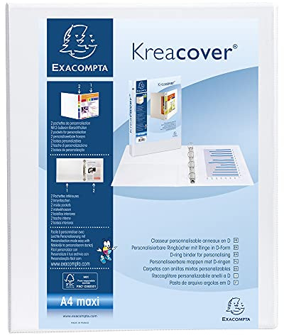 Exacompta Rigid Ring Binder Customisable 2 Pockets A4 4 Rings White
