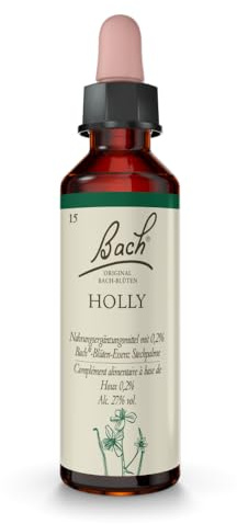 FLEURS DE BACH ORIGINAL - Holly No 15 - Pour plus de Bienveillance & Apaisement des sentiments de jalousie, désir de vengeance - Élixir Floral Naturel - Compte-Gouttes 20 ml Vegan