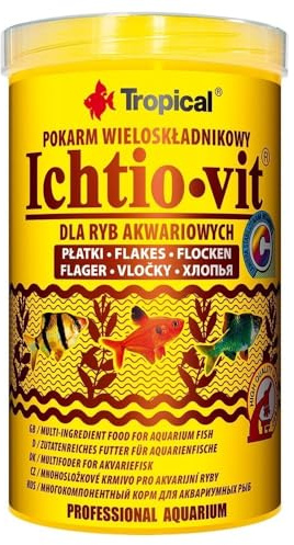 ICHTIO-VIT 250ml / 50g - Nourriture Multi-ingrédients pour Poissons d'aquarium en Flocons