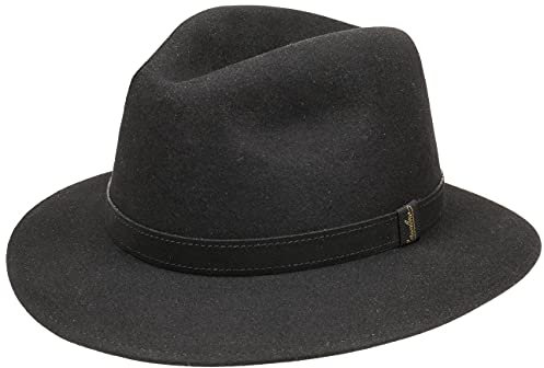 Borsalino Nero Pack Away Hut Haarfilzhut Filzhut Fedora Traveller Herrenhut Damen/Herren - Made in Italy Rollhut Reisehut mit Lederband Frühling-Sommer Herbst-Winter Frühjahr Sommer Herbst Winter -