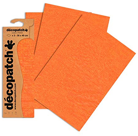 Décopatch C466O - pouch of 3 sh of printed paper 30x40 cm, Cracked Orange