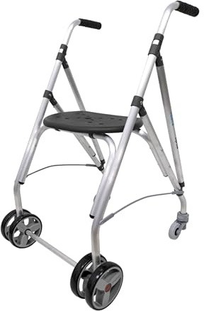 Forta Ara Plus - Andador Ligero y Plegable para Personas Mayores - Para Uso en Exteriores - Con Asiento Integrado, Regulable en Altura, Freno de Presión, Capacidad de Carga hasta 130 Kg (Negro)