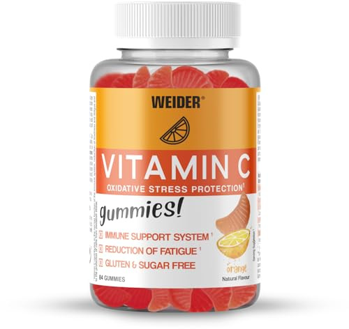 WEIDER Vitamin C Gummies, Vitamin Gummibärchen, leckere Fruchtgummies, hochdosiert, zuckerfrei, mit natürlichen Aromen, Orangen-Geschmack, für Immunsystem und Zellschutz, 28 Portionen