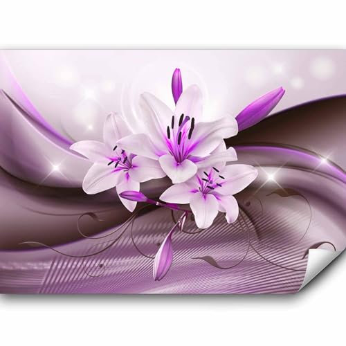 murando - Vlies Fototapete Blumen Lilien 350x256cm - Foto Tapete Schlafzimmer Wohnzimmer Moderne Vliestapete XXL Wandtapete Motivtapeten 3d Effekt Wand Dekoration - Blitz Abstrakt Lila b-A-0250-a-c