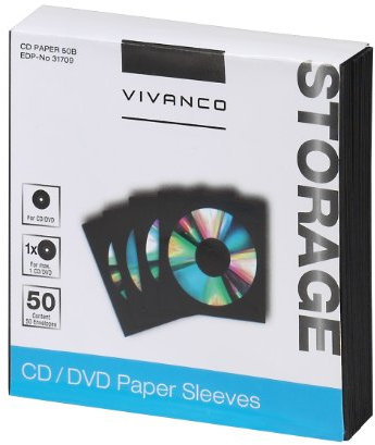 Vivanco CD/DVD Papier-Umschläge (50-er Pack) schwarz