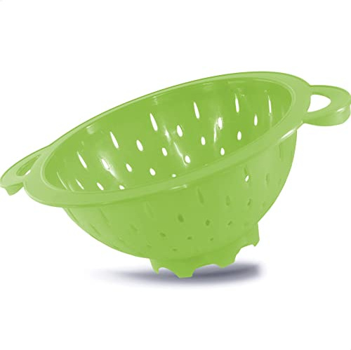 Kerafactum Sikta pastasil stående sida för sallad nudlar frukt grönsaker salladssil med 2 handtag kökssil genomslagssil plastbotten perforerad stapelbar diskmaskiner lämpliga Ø 27 cm grön