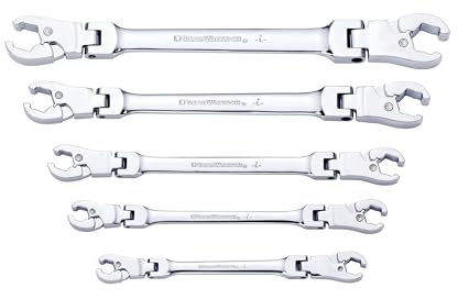 GearWrench 5 Pc. Ratcheting Flex Head Flare Nut Wrench Set, SAE - 89100