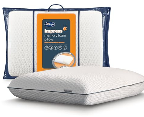 Silentnight Memory Foam Pillow - Orthopedic Pillow for Shoulder and Neck Pain Relief and Support - Hotel Quality Memory Foam Bed Pillow Machine Washable Cover for Back Stomach and Side Sleepers - Firm