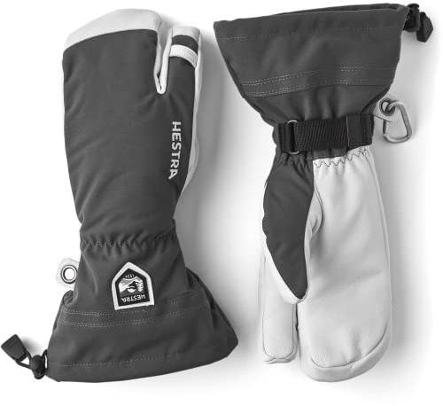 Hestra Armee Leder Heli Ski 3 Finger Handschuh GREY 7