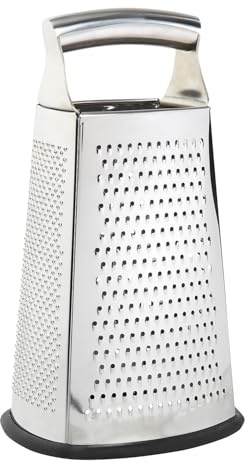 BUTLERS Vierkantreibe MENUETT Gemüse- und Parmesanreibe aus Edelstahl, Küchenreibe mit rutschfestem Boden, spülmaschinengeeignet