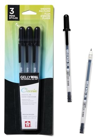 SAKURA Gelly Roll Gel Pens - Medium Point Ink Pen for Journaling, Art, or Drawing - Classic Black Ink - Medium Tip - 3 Pack