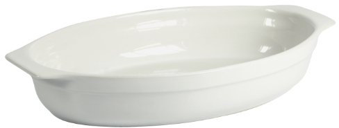 Crealys Tradifonte Fuente Ovalada para Horno con Asas Seducción Cerámica Color Blanco, Centimeters