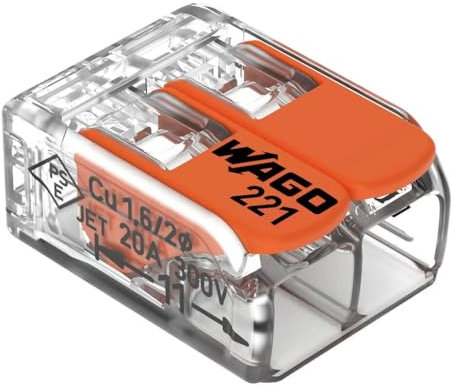 Borne de raccordement WAGO 221-412-100 Transparent, Orange 100 pc(s)