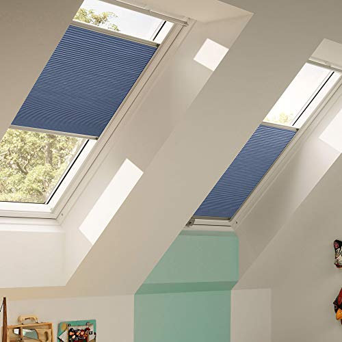 Orignal VELUX Wabenplissee / Faltstore DuoLine FHC PK10 1156S / Bedienart : Manuell / Farbe : Uni Blau / Fenstergröße : PK10 / Fenstertypen : GGU, GGL, GPU, GPL, GTU, GTL, GXU, GXL _15051