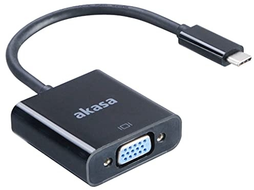 Akasa Type-C to VGA Converter | USB 3.1 Type C to VGA Adapter | Plug & Play | 1920 x 1200 | 150mm | AK-CBCA03-15BK