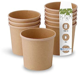 BIOZOYG Bicchieri di Cartone Kraft per Alimenti Bicchieri Bio marroni I Bicchieri compostabili Tazza da Asporto Coppe Gelato Carta I 25 Bicchieri Monouso biodegradabili 300ml