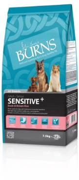 Burns Pet Sensitive Complete Dry Adult and Senior Dog Food Duck and Brown Rice, 7.5 kg