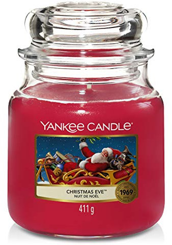 Yankee Candle Duftkerze im Glas (mittelgroß) | Christmas Eve | Brenndauer bis zu 75 Stunden