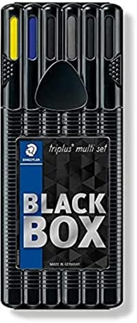 STAEDTLER triplus 34 SB6B Schreibset, Set mit drei Finelinern, Kugelschreiber, Druckbleistift und Textmarker, 6 Stück (1er Pack), schwarz