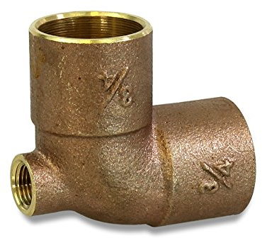 Everflow Supplies CFCT3418 Cast Brass Baseboard Tee Fitting with Solder Cup to Female Thread Connection and Solder Cup Branch, 3/4 x 1/8 x 3/4