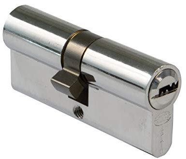 Amig - Cilindro de seguridad - Cerradura para puertas - Leva larga - Sistema antitaladro - Incluye 5 llaves - Plateado - Medidas: 80 (35-45 mm)