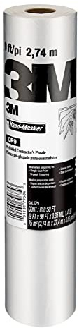 3M Hand-Masker Contractor's Plastic Film, 108 in x 90' Feet, Unfolds to Full Width, Contains Job Site Dust & Overspray, For Painting, Drywall Texturing, Wall Finishing & Floor Standing, 1 Roll (CP9)
