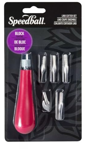 Speedball Lino Handle, Carded, For Block Printing, Cutters #1 #2 #3 #5 #6, Red, #1, For Lino Cutting, Printing, Carving, Home, Adults, Children, Use With Water Soluble & Oil Based Relief Ink