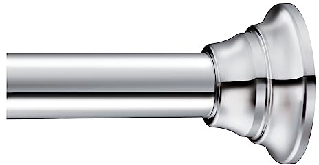 Moen Chrome 44-72-Inch Adjustable Tension Mounted Straight Shower Curtain Rod for Bathroom, No Drilling Needed, TR1000CH