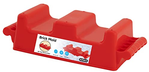 Snow Block Form Perforated Brick Mold - Red Sand Block Mold 11 Inch, Kids Durable Outdoor Toys Winter Snow Fort, Snow Castle, Sand Box, Beach Castle. Sturdy and Well Designed. By Superio