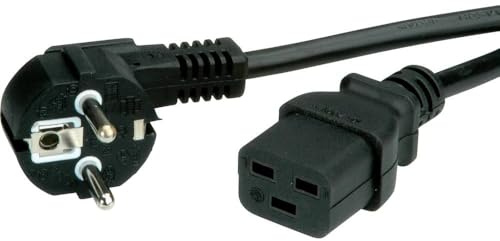 VALUE Nätkabel skyddskontakt – IEC320-C19 16A, svart, 3 m