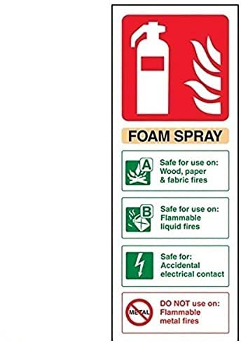 V Safety Foam Spray Id Electrical Safe Fire Extinguisher Sign - Portrait - 75 mm x 200 mm - Self Adhesive Vinyl Safety Sign