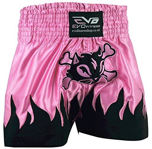 EVO Fitness Ladies Muay Thai Shorts Girls MMA Kick Boxing Martial Arts Women Fight Gear (Pink, X-Small)
